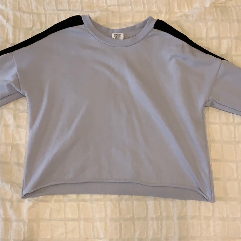 light blue cropped sweatshirt